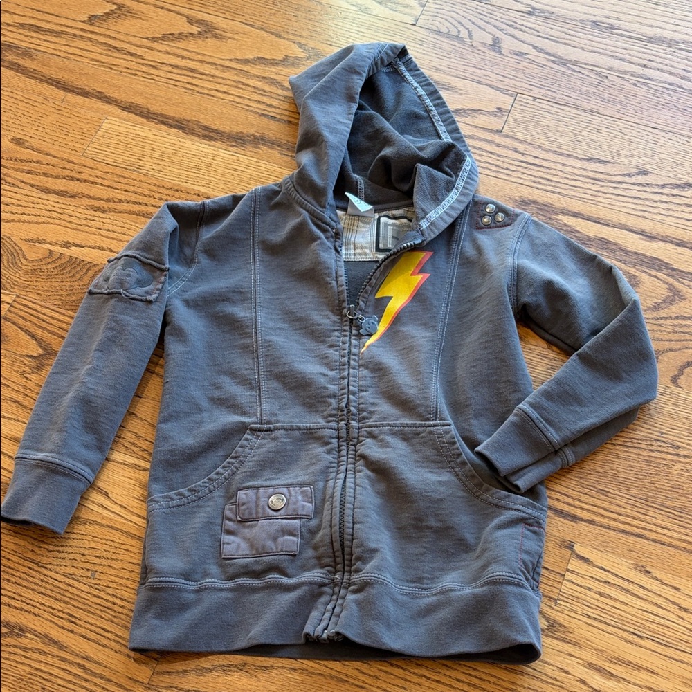 Appaman Gray Hoodie with Yellow & Red Lightning Bolt ⚡️ ⚡️ 🌩️